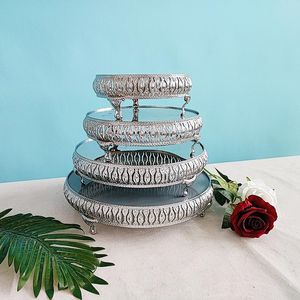 Autres ustensiles de cuisson 4 pièces/lot or argent cristal métal gâteau de mariage support plaque support ensemble Festival fête présentoir Cupcake