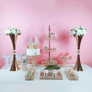 Autres ustensiles de cuisson 8-18 pièces/lot or cristal métal gâteau support ensemble acrylique miroir fête de mariage présentoir