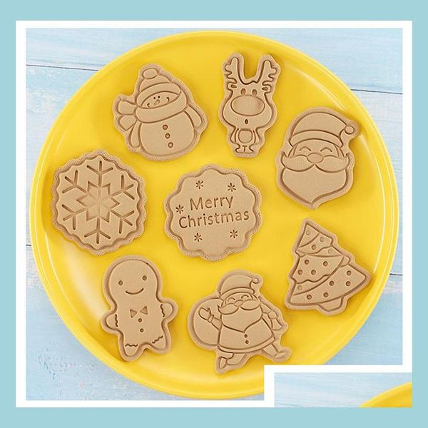 Autres Ustensiles De Cuisson Ustensiles De Cuisson 8 Pcs / Set Bricolage De Noël Dessin Animé Biscuit Mod Cookie Cutter 3D Biscuits Moule Abs En Plastique Cuisson Décoration Outil Dhtxo