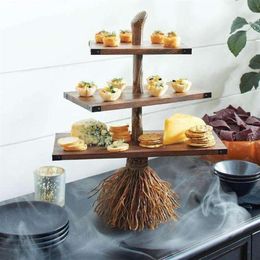 Autres ustensiles de cuisson Cupcake Stand Holder Dessert Gâteau 3 niveaux Plateau de service Affichage Plateau de pâtisserie réutilisable pour Halloween Holiday Party335c