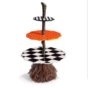 Overige Bakvormen Cupcake Standhouder Desserttaart 3-laags Dienblad Display Herbruikbare Gebaksschaal Voor Halloween Vakantiefeest D Otrzo