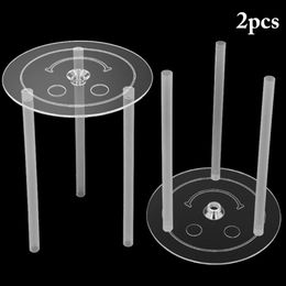 Autres ustensiles de cuisson Support d'empilage de gâteau d'anniversaire à double couche Cadre de support de pilier de fond de paille Châssis en plastique Simple Rack ferme 8/10 pouces