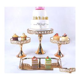 Andere bakware goud 39pcs elektroplate bruidstaartstandaard dessert dessert verjaardagsfeestje cupcake bord rack drop levering home tuin ki ot8li