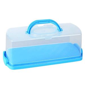 Otros utensilios para hornear Caja de pan portátil con asa Contenedor de pastel de pan Plástico Almacenamiento rectangular Portador Portador 13 pulgadas Cúpula translúcida Fo