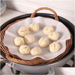 Andere Bakvormen Sile Steamer Non-stick Pad Ronde Dumplings Baozi Mat Gestoomde Broodjes Dim Sum Mesh Praktisch Keukenaccessoire Drop Deliv Dh0Yt