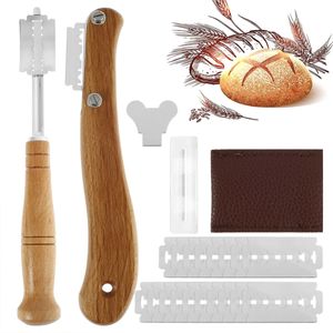 Otros utensilios para hornear de madera para hornear cortador de pan herramientas de corte cuchillas de acero inoxidable cuchillo rebanador pastel panadería raspador para cocina cojo 231017