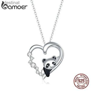 Other Bamoer 925 argent Sterling bébé Panda cristal collier émail mignon animal charme chaîne lien pour les femmes cadeau 17.71 SCN453L242313