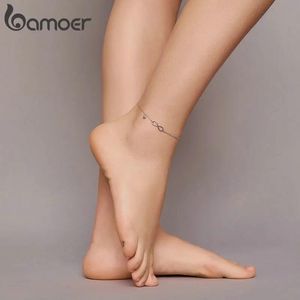 Other Bamoer Real Sterling Sier Infinite Chain Foot Jewelry para mujeres Antiallergy Tobillera Pulseras de pie Joyería de verano Sct019