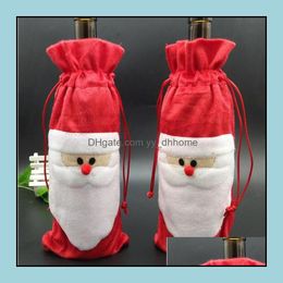 Otros productos de bar Utensilios para bar Cocina Comedor Hogar Jardín Ll Nuevas bolsas de vino de Santa Bolsa de regalo de Navidad Decoraciones Botella roja C Dhysj