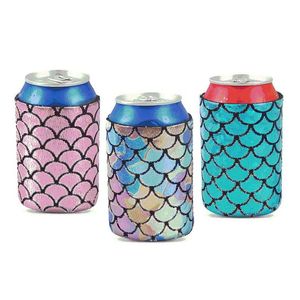 Otros productos de barra Sirena 330 ml Coolies de cerveza de neopreno para latas y botellas de 12 oz Enfriadores de bebidas DIY Fiesta personalizada LX3129 Entrega de gota H DHSWE