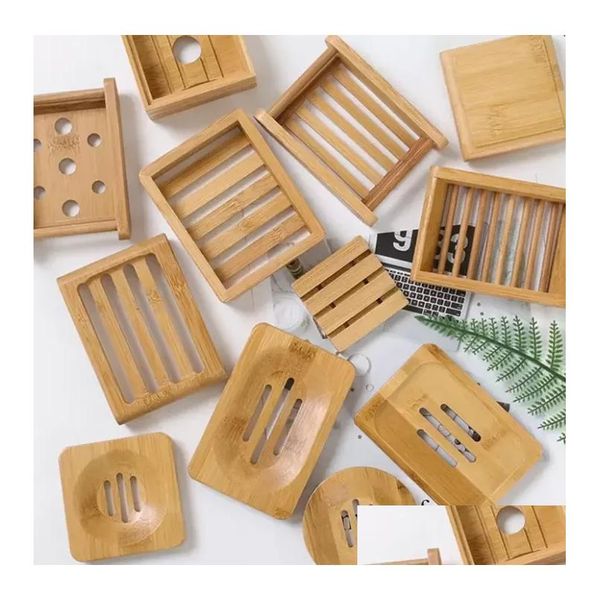 Autres produits de bar, porte-plat de savon en gros, en bois naturel bambou simple plaque de rack plaque rond