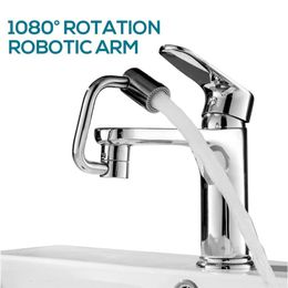 Autres fournitures de toilettes de bain 1080 degrés d'extension de robinet rotatif en métal bras robotique en forme de U universel double modèle filtre anti-éclaboussures maison salle de bain 230308