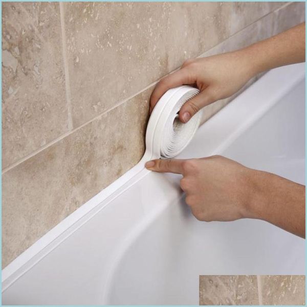 Autres fournitures de toilette de bain 3 couleurs salle de bain douche évier bain bande d'étanchéité ruban blanc PVC auto-adhésif étanche mur Sports2010 Dhme6