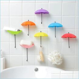 Andere badtoiletbenodigdheden 3 stks/kavel niet-markerende punch- paraplu haak zelfklevende muur deur kleding hanger sleutel badkamer keuken ra dh5c4