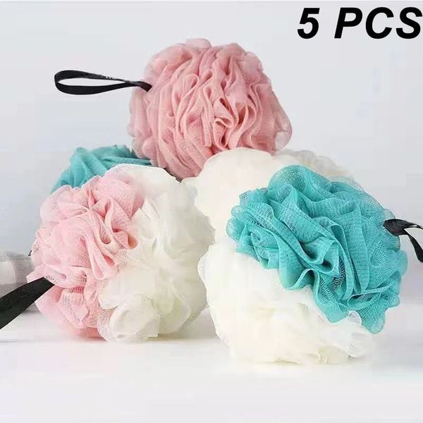 Autres fournitures de toilette pour le bain 5 pièces grand deux couleurs doux maille corps nettoyant boule peau bouffée épurateurs éponge boules salle produits accessoires 230505