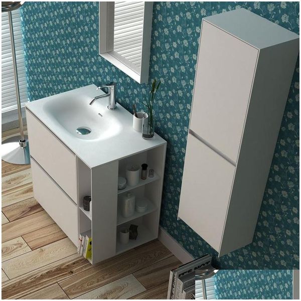 Autres fournitures de toilette de bain 800 mm meubles de salle de bain debout vanité pierre surface solide Blum der vestiaire armoire au sol S Dhyhw