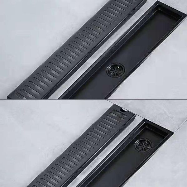 Otros suministros de baño para inodoro Negro 304 Acero inoxidable 600 mm Inserto de azulejo Drenaje de piso lineal rectangular Baño Hardware de cocina Invisible