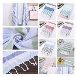 Autres Fournitures De Toilette De Bain Colorf Serviette Turque Rayé Serviettes De Plage Coton Cadeau Spa Gym Yoga 100X180Cm 4924 Drop Delivery Home Gar Dheyx