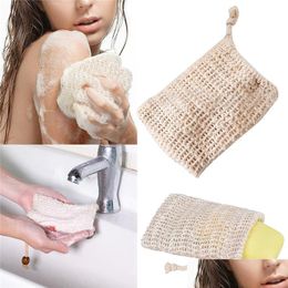 Andere badtoiletbenodigdheden natuurlijke ramie schuimend net hangable katoen en linnen zeep sparende zakken die worden gebruikt voor het exfoliëren van douchen mas dhtqi