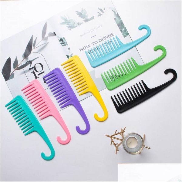 Autres fournitures de toilette pour salle de bain Nouvelles dents larges peignes de crochet incurvées plastique grand peut agiter les cheveux curling perm drop livting home jardin dhfea