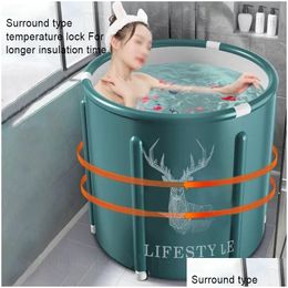 Autres fournitures de toilette de bain Autres fournitures de toilette de bain Baignoire à seau pliable portable Grande capacité Salle de bain Douche d'hiver glacée Dhakv