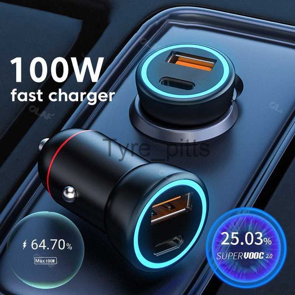 Chargeur de voiture USB 100W Charge rapide pour Honor Huawei OPPO QC3.0 SCP AFC Mini PD Type C Adaptateur de chargeur de voiture pour iPhone Samsung x0720