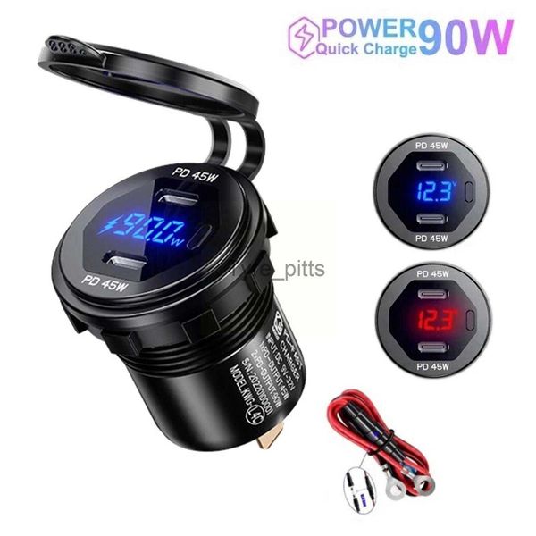 Autres chargeurs de batteries 90w double prise de chargeur usb adaptateur de prise de courant 12v 24v étanche double ports usb charge rapide pour voiture bateau suv berline rv 20 v0d3 x0720