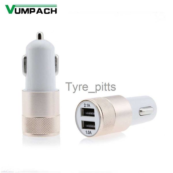 Otras baterías Cargadores Cargador de coche USB dual Salida 2.4A Cargador rápido Adaptador de viaje para teléfono móvil Encendedor de cigarros DC 12-24V Cargador de coche de metal x0720