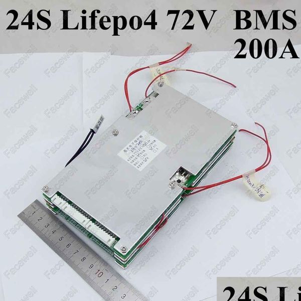 Autres batteries Chargeurs de haute qualité BMS 24S 72V LIFEPO4 PACK 200A Circuit de carte de protection intelligente à grande vitesse pour 76,8 V DHTZI