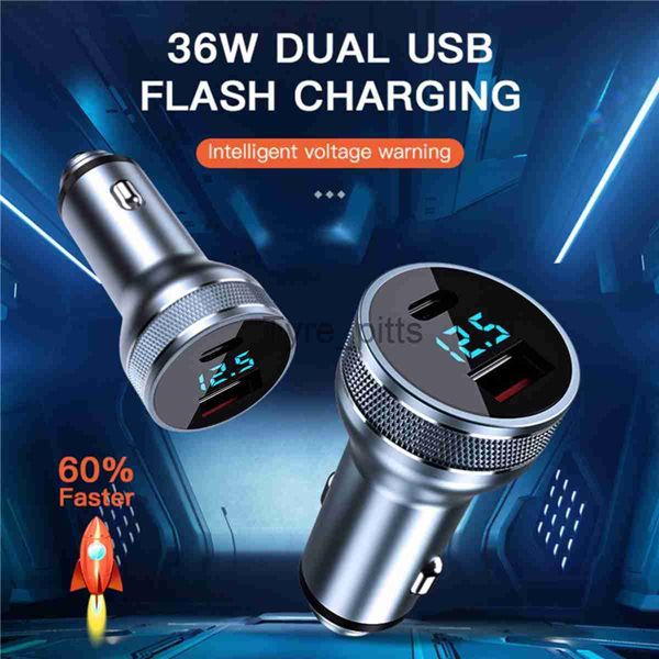 Autres batteries Chargeurs Chargeur de voiture USB 36W Charge rapide 12V/24V QC 3.0 + PD Chargeur de charge rapide Prise adaptateur allume-cigare pour téléphone MP3 GPS x0720