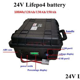 Autres batteries Chargeurs étanche 24V 100AH 120AH 130AH 150AH LIFEPO4 BATTERIE DE LITHIUM BMS 100A pour le bateau de pêche électrique solaire E DHSKC