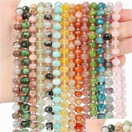 Autres Perles 8X6Mm Pierre Naturelle À Facettes Amazonite Sunstone Quartzs Prehnite Fluorite Lâche Pour La Fabrication De Bijoux Bracelet Diy 7.5 Drop D Dh6Ri