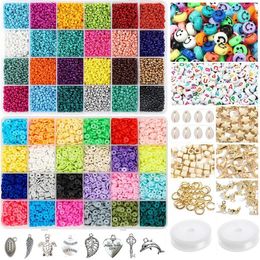 Otras cuentas para el kit de fabricación de joyas incluyen 3600 piezas de arcilla polimérica plana Heishi 18000 piezas de semillas de vidrio DIY Craft