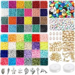 Le kit d'autres perles pour la fabrication de bijoux comprend 3600 pièces d'argile polymère plate Heishi et 18000 pièces de graines de verre DIY Craft235s