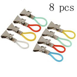 Autres fournitures de literie 8pcs pinces à linge en acier inoxydable pinces à linge colorées torchon de thé suspendus boucles boucles pinces à serviettes cuisine salle de bain clips