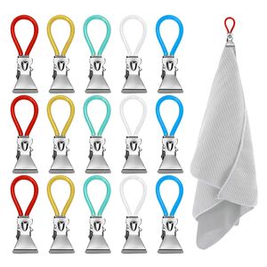 Andere beddengoedvoorraden Kledingpinnen roestvrijstalen wasklassenkledingkledingkledingkleurige washanddoekhelepleuvels Lussen Handdoek Clips Keuken Badkamer Clips