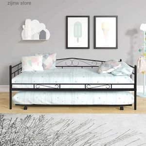 Otros suministros de ropa de cama Sofá cama para niños de doble capa Estructura de cama de metal resistente con barandillas y ruedas Diseño que ahorra espacio Cama para niños sin resortes Y240320