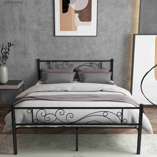 Otros suministros de ropa de cama Base de estructura de cama de metal con placa superior y almohadillas para los pies. El resorte sin marco requiere una cama con plataforma completa Y240320