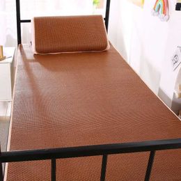 Autres fournitures de literie Été cool bambou rotin matelas étudiant enfants kit de tapis de couchage 90 / 135cm simple double feuille pliante protection de lit