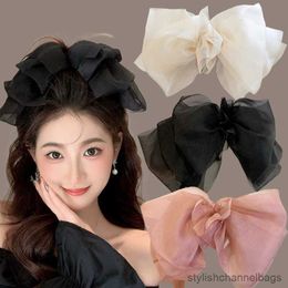 Andere grote haarbogen Chiffon Solid Color Large Bowknot Hairspins Spring Clamp Clamp voor vrouwen Fashion Headwar Nieuw 2023