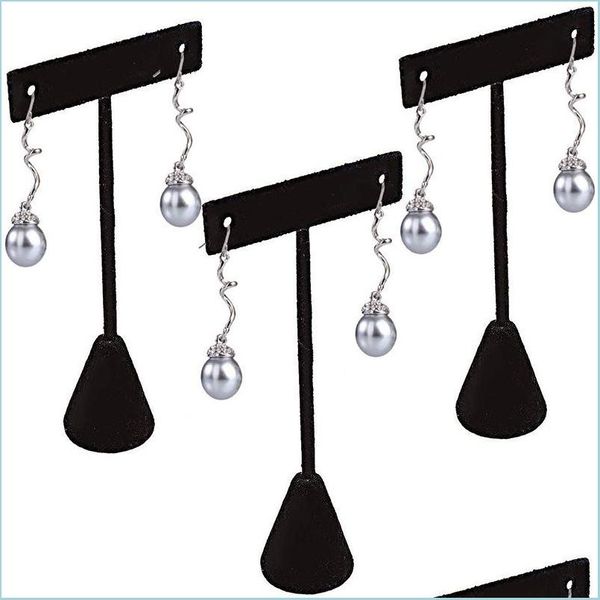 Autre grande promotion Mode Noir Veet Bijoux Présentoir T Bar Boucle D'oreille Boucles D'oreilles Titulaire Crochet Exposition Vitrine Dhseller2010 Dhpkc