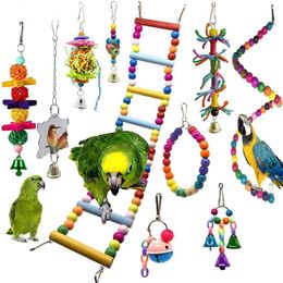 Andere vogelvoorraden 10 papegaai speelgoed Chew Budgie Perch en swing Pet Accessories Cockatiel Ladder Stand Parkiet SpeelGoed Jouet Perroquet 230130