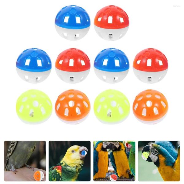 Otros suministros de aves 10 PC Ball Cat Ball Hollow Bell Toys para Pástesis de plástico de Conures Loros medianos