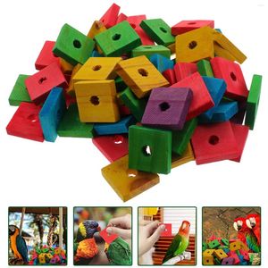 Otros suministros de aves 100 PCS Building Blocks Diy Wood Chips Pet Toy Parrot Cage de madera Masticando