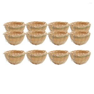 Autres fournitures d'oiseaux 12pcs Nest Pan Woven Bamboo Wicker Finch Canary House Bedding Cages