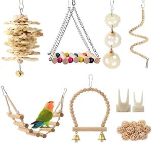 Andere vogelbenodigdheden 18 stuks vogelspeelgoed set papegaai swing kauwspeelgoed hangende hangmat baars brug voor conure finch mynah lovebird 221122