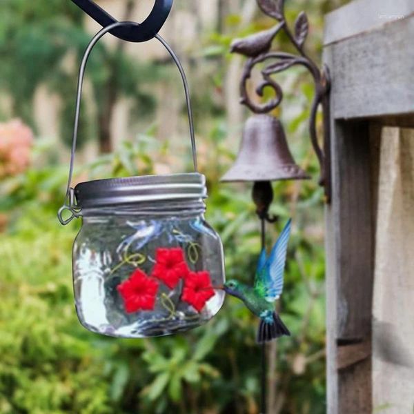 Autres fournitures d'oiseaux 1pack Mason Jar Feeder avec ports d'alimentation de fleurs pour la décoration de jardin de cour suspendue extérieure