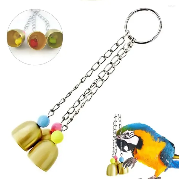 Otros suministros de aves 1pc Parrot Toy Hanging 3 Bells Cadena Caza de jaula Producto de sonido Producto de mascotas resistentes