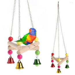 Autres fournitures pour oiseaux 1PC animal de compagnie suspendu balançoire jouet oiseaux Cage pendentif mâcher coloré perruche calopsitte attraper avec cloche jouets à mâcher