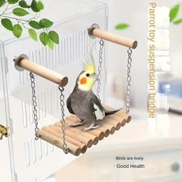 Andere vogels benodigdheden 1 st houten swing papegaai speelgoed op hangende kooididge voor klimmen en houtstick spelen